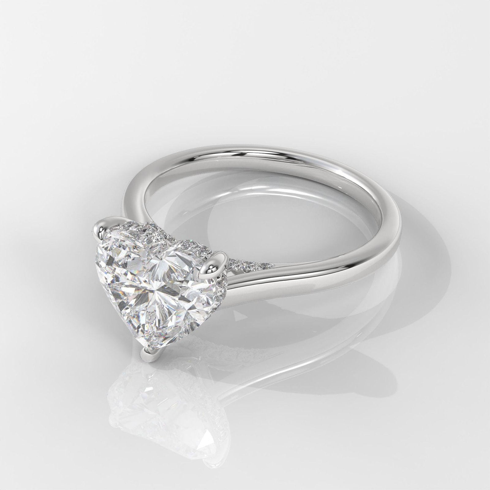 Heart Cut Hidden Halo Enagement Ring
