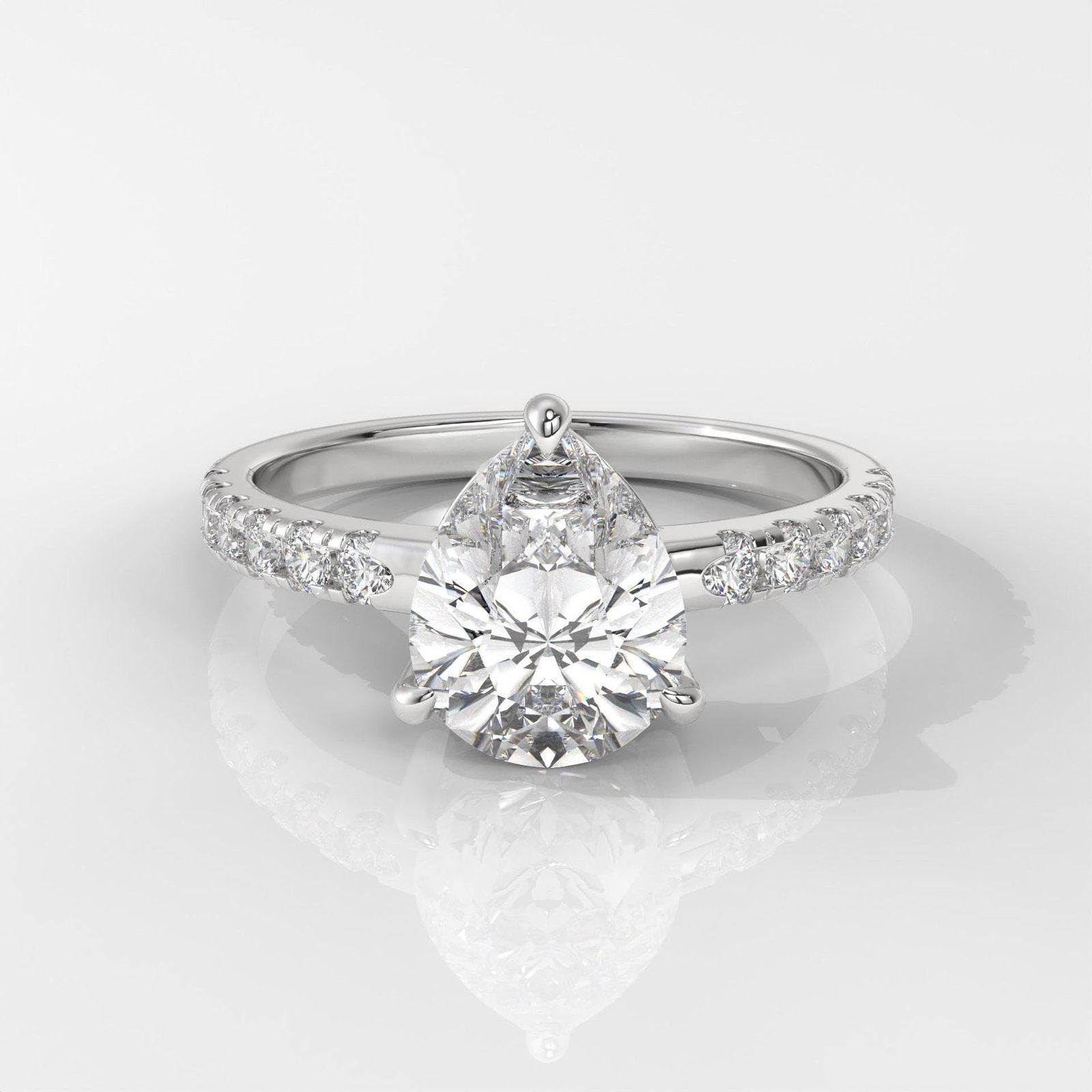 Pear-Shaped Diamond Pave Engagement Ring
