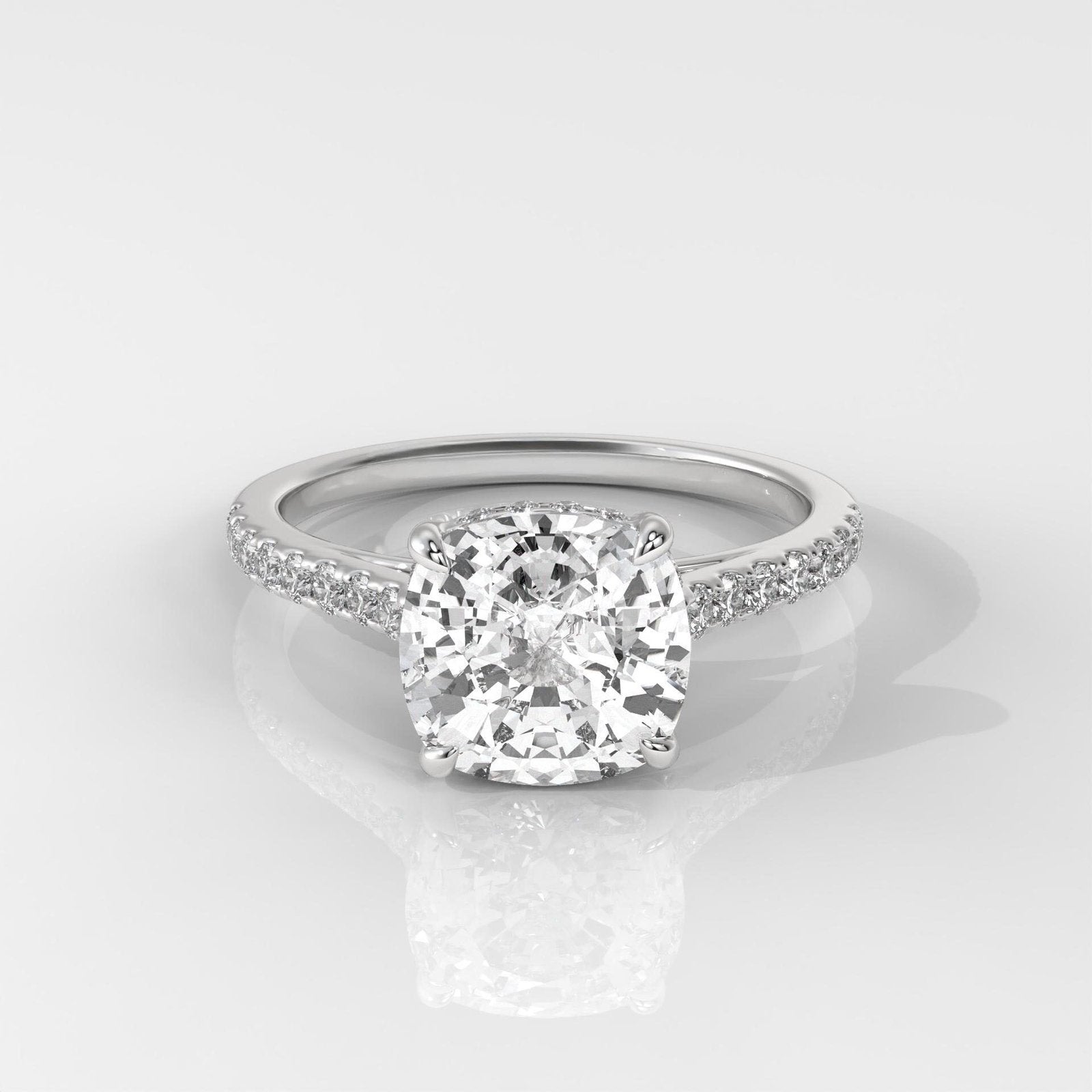 Cushion-Cut Diamond Engagement Ring with Side Stones