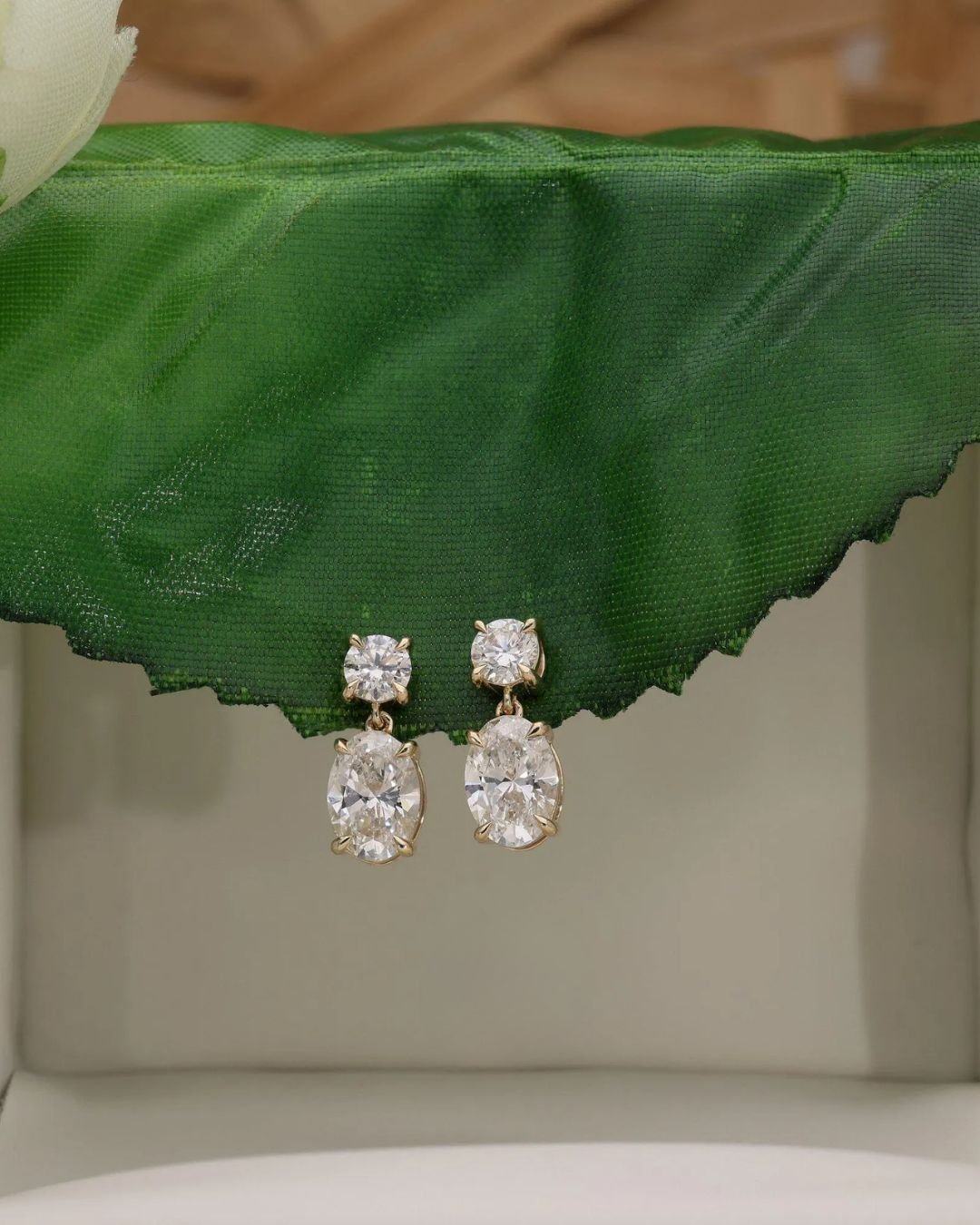 Oval Round Dangle Stud Earrings