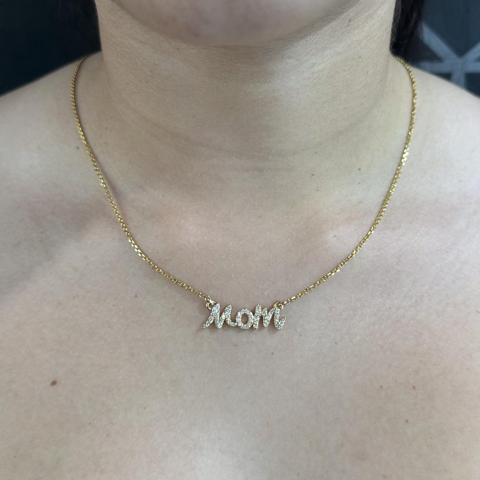 Mom Initial Diamond Necklace