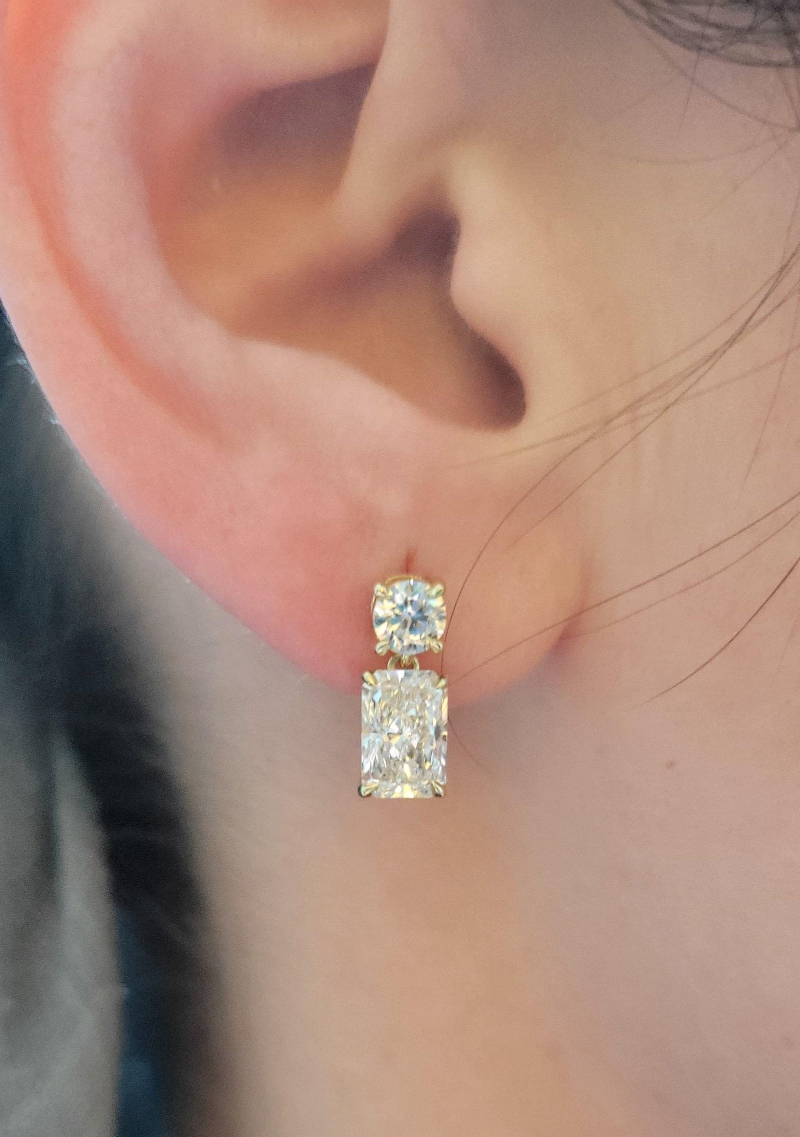 Radiant Round Lab Grown Diamond Dangle Earrings