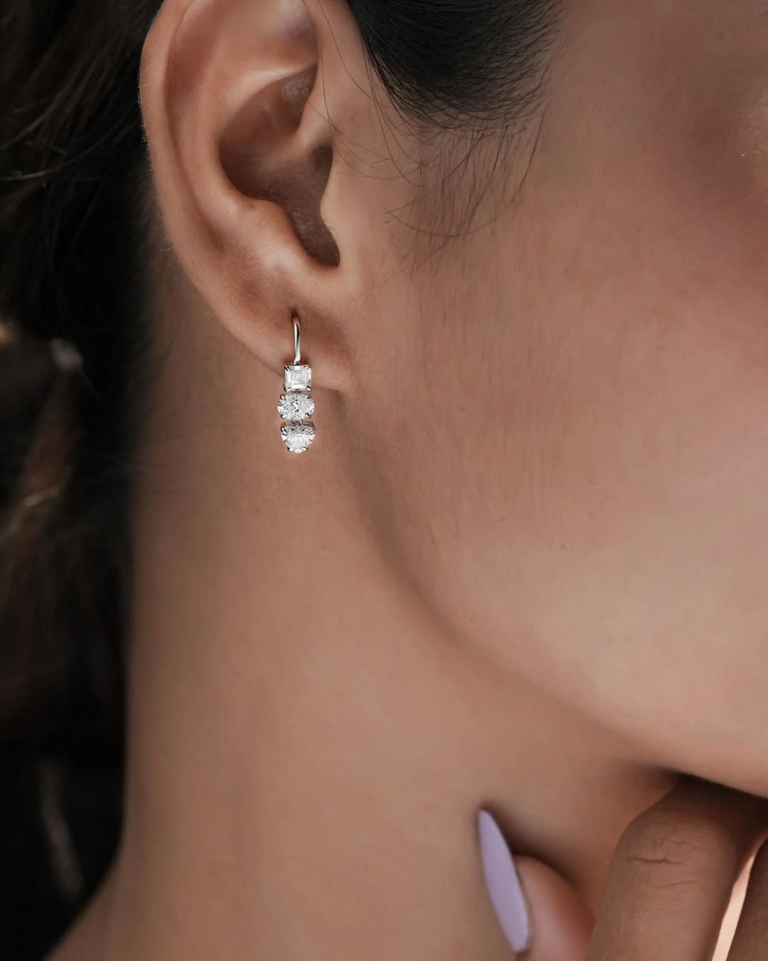 Mixed Shape Lab Grown Diamond Dangle Earrings