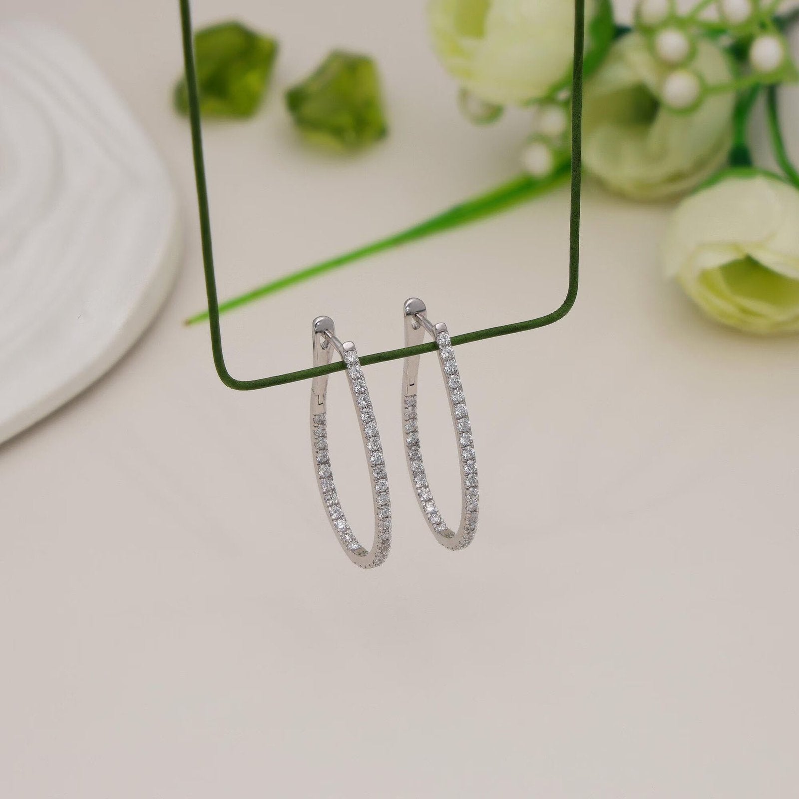 Round Brilliant Cut Diamond Hoop Earrings