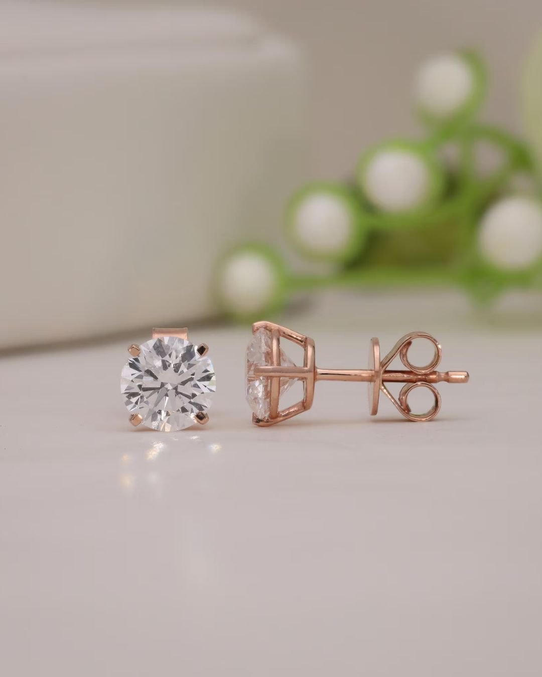 Round Cut Stud Earrings