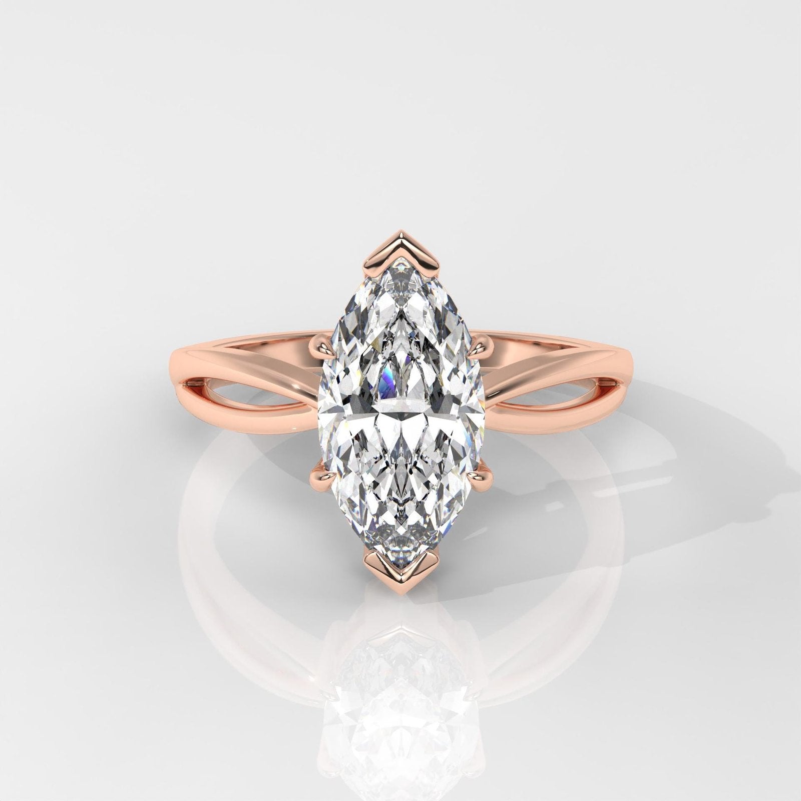 Marquise Cut Solitaire Engagement Ring with Split Shank