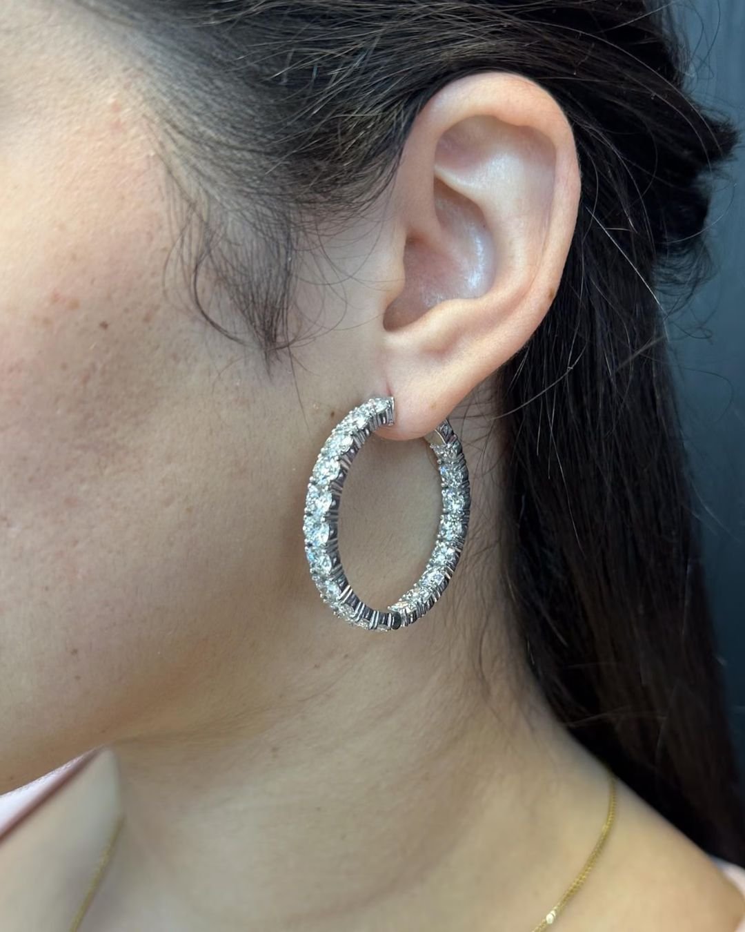 Round Brilliant Diamond Hoop Earrings
