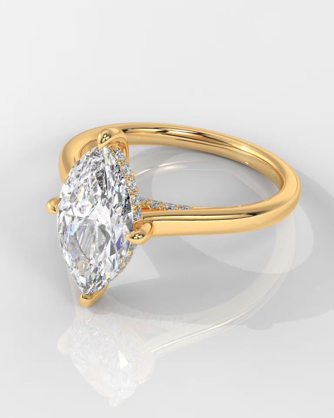 Marquise Cut Engagement Ring With Hidden Halo