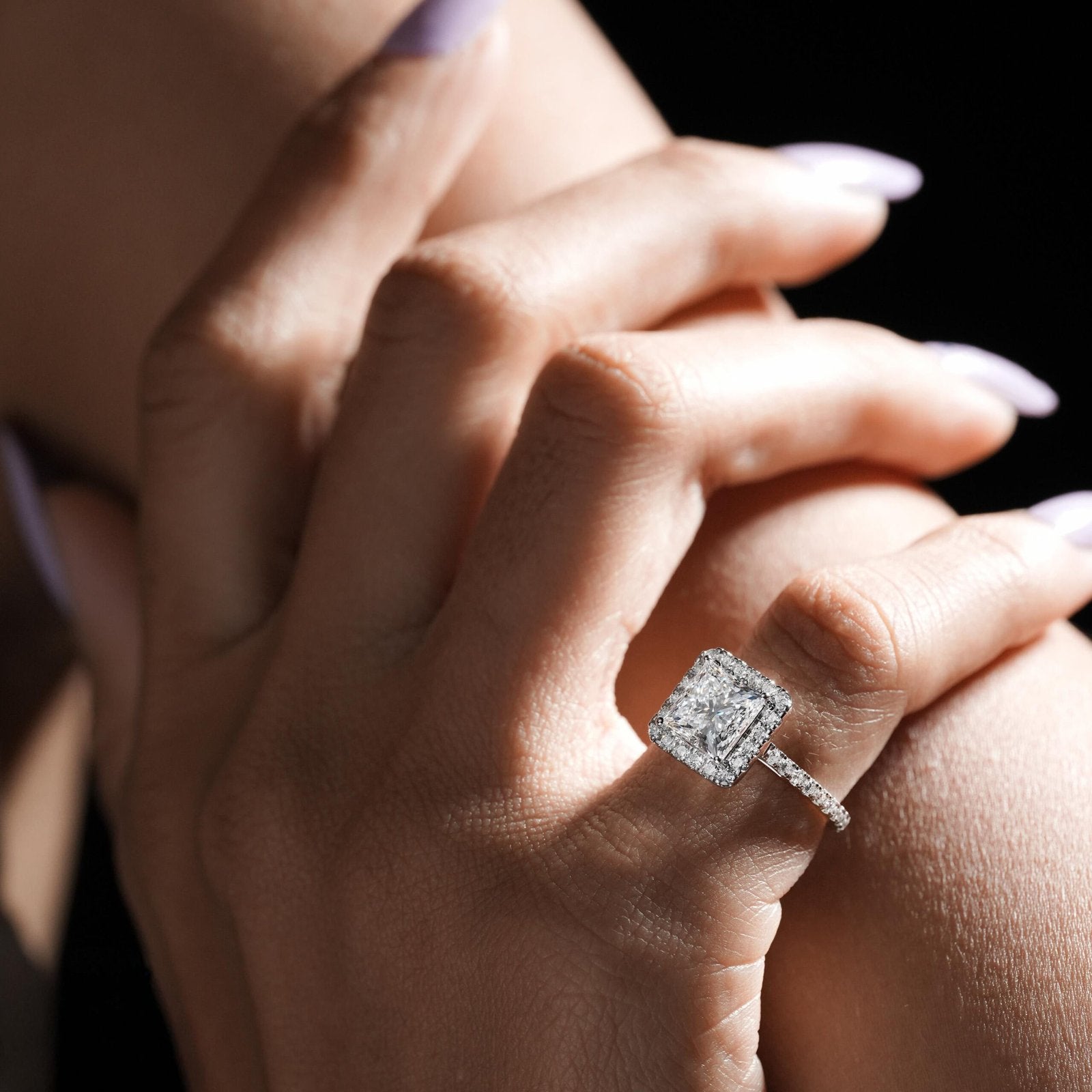 Princess Cut Engagement Ring with Halo Setting