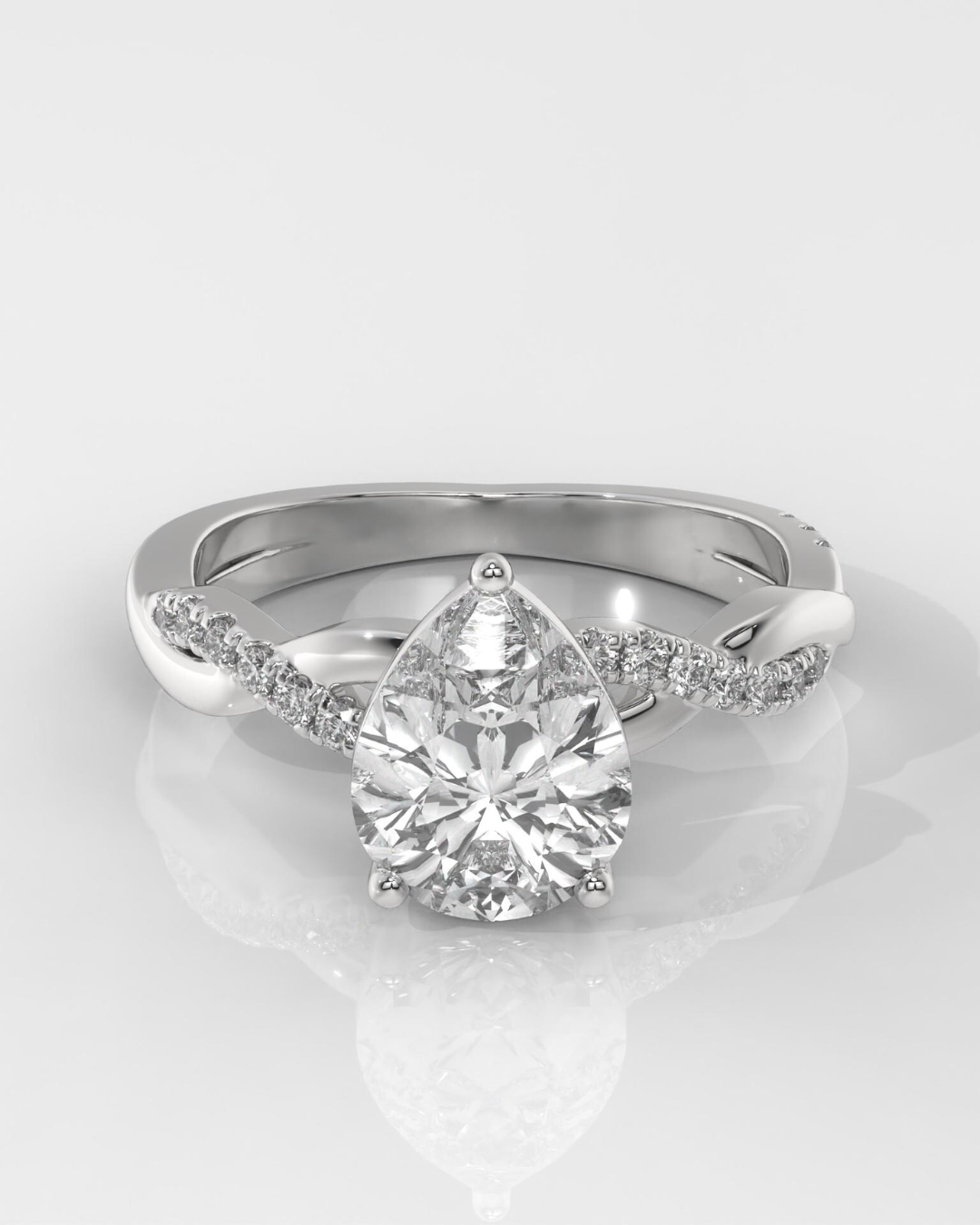 Pear Cut Lab Grown Diamond Infinity Engagement Ring