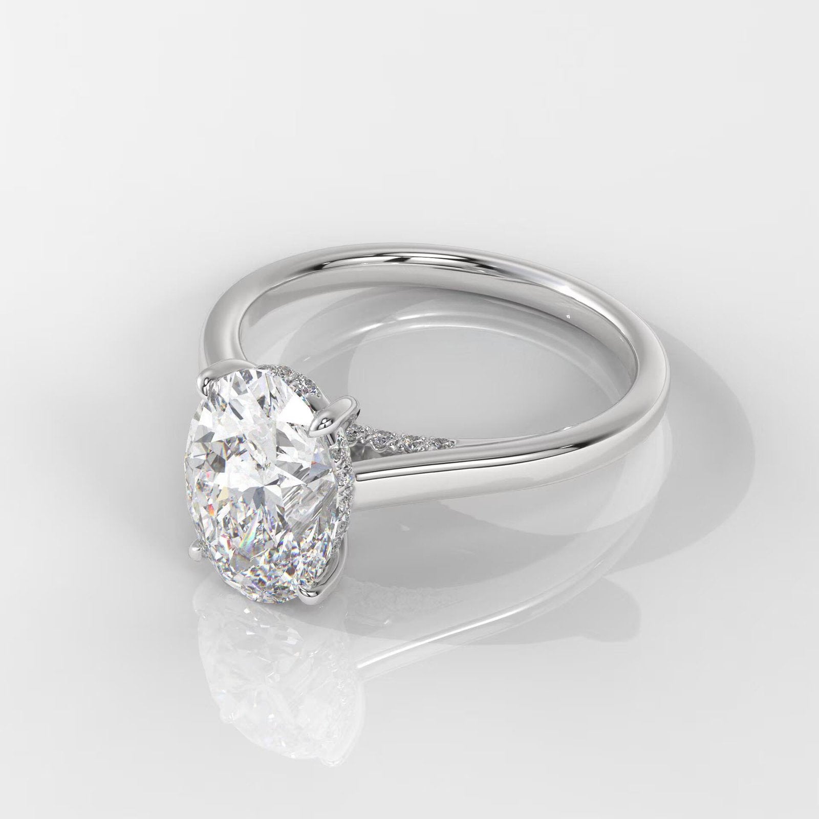 Oval Cut Hidden Halo Engagement Ring