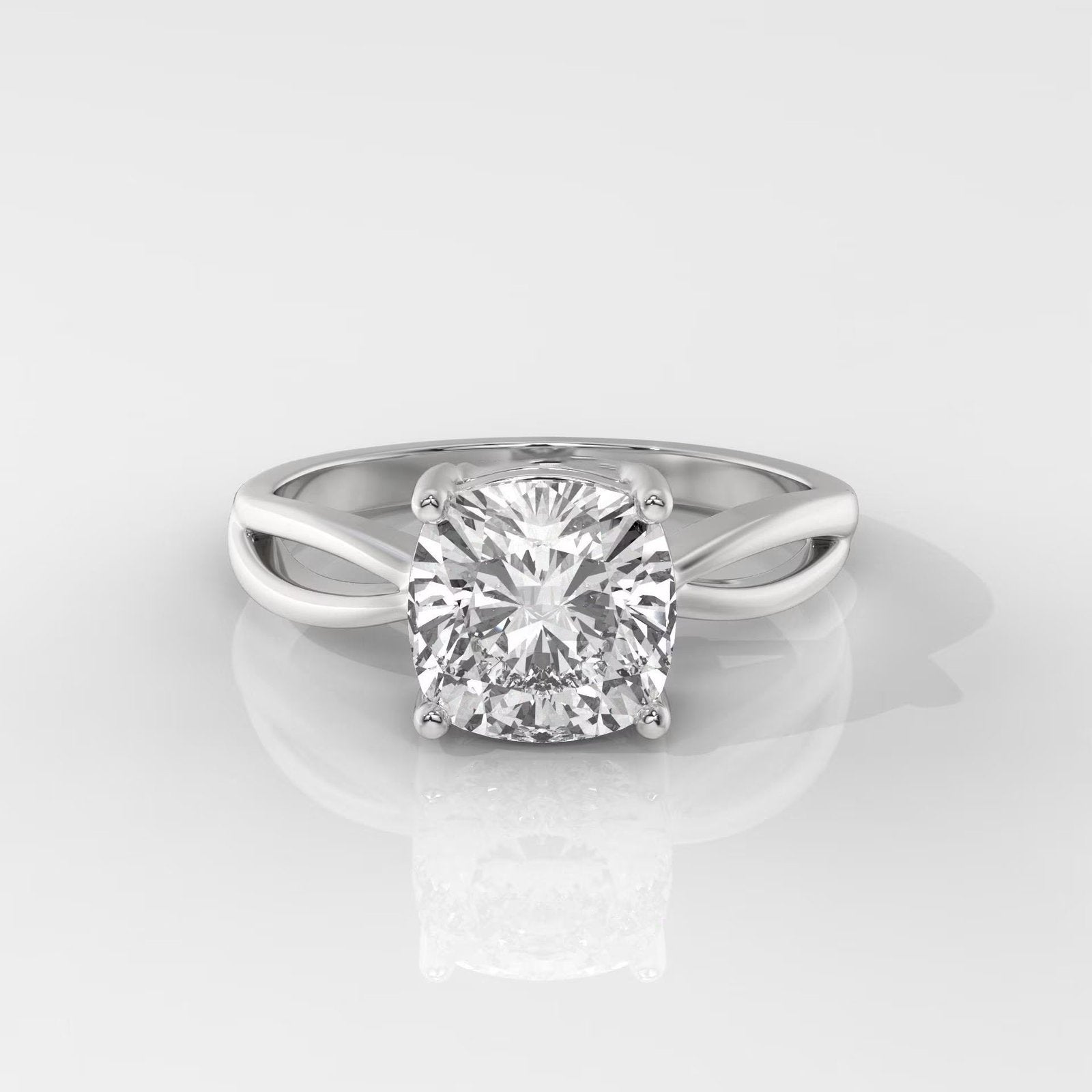 Square Cushion Cut Engagement Ring with Split Shank