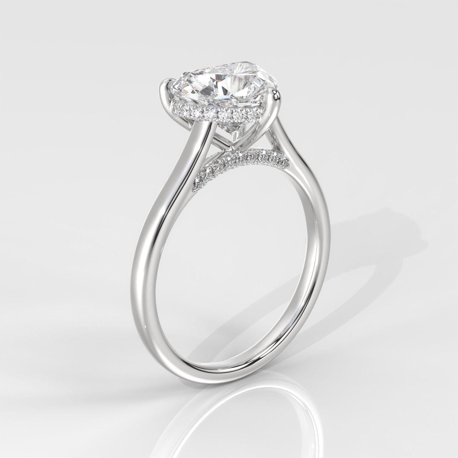 Heart Cut Hidden Halo Enagement Ring
