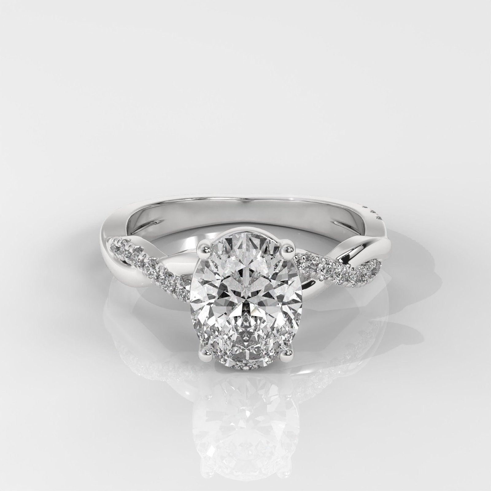 Oval Brilliant Cut Engagement Ring with Twisted Band