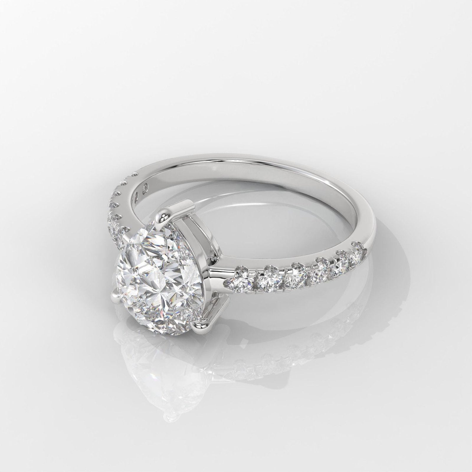 Pear-Shaped Diamond Pave Engagement Ring