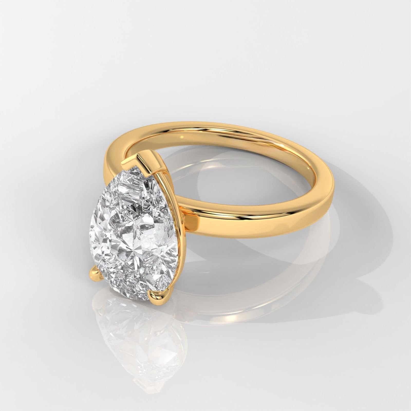 Pear-Shaped Diamond Solitaire Engagement Ring