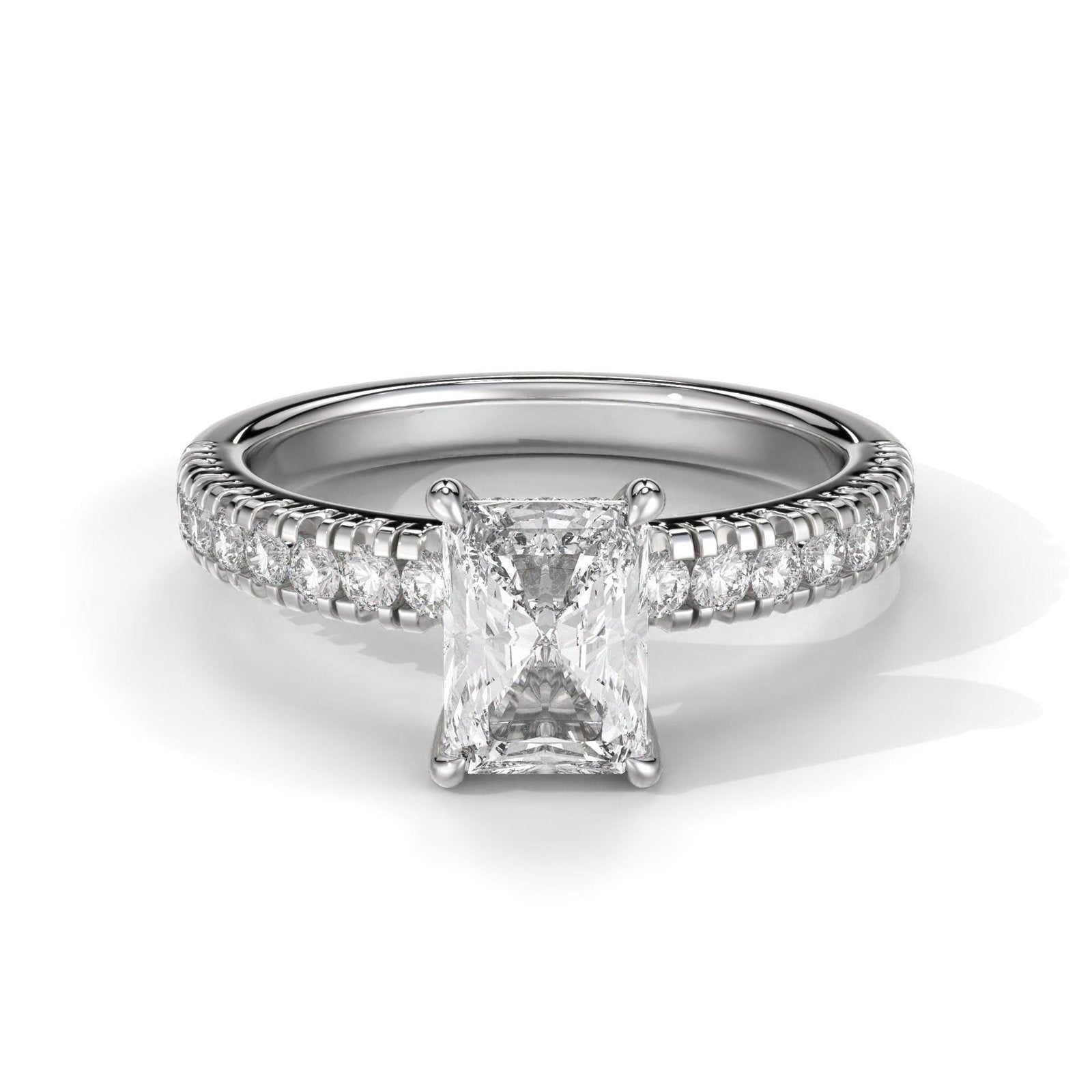 Radiant Cut Diamond Engagement Ring with Side Stones