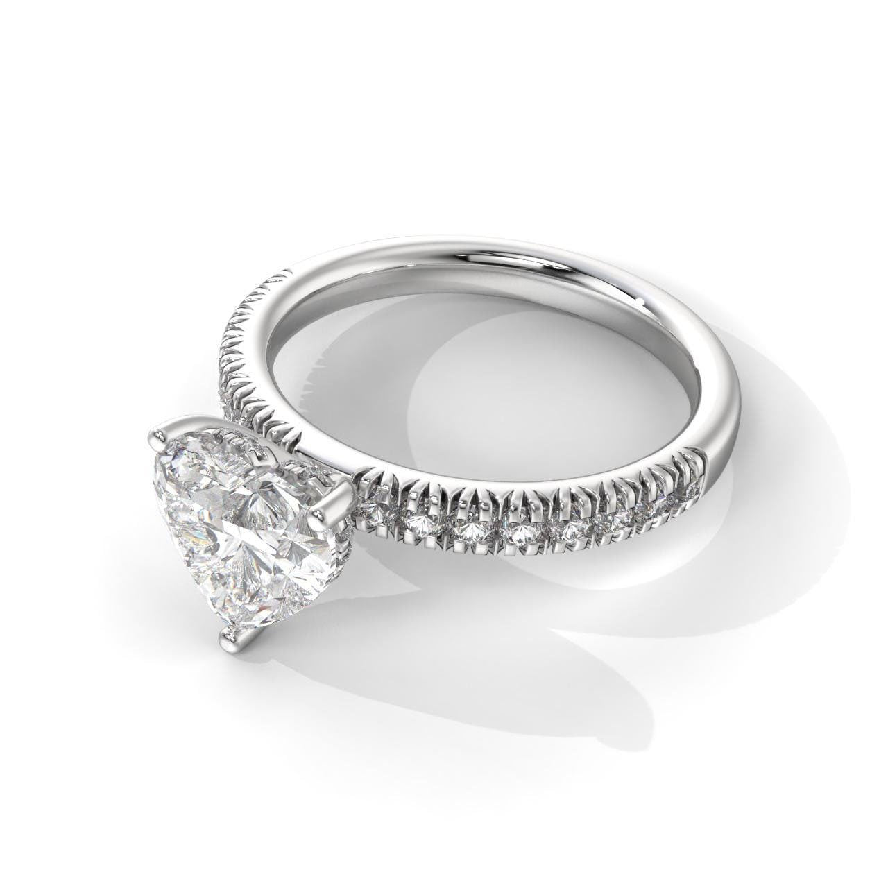 Heart-Shaped Diamond Hidden Halo Engagement Ring