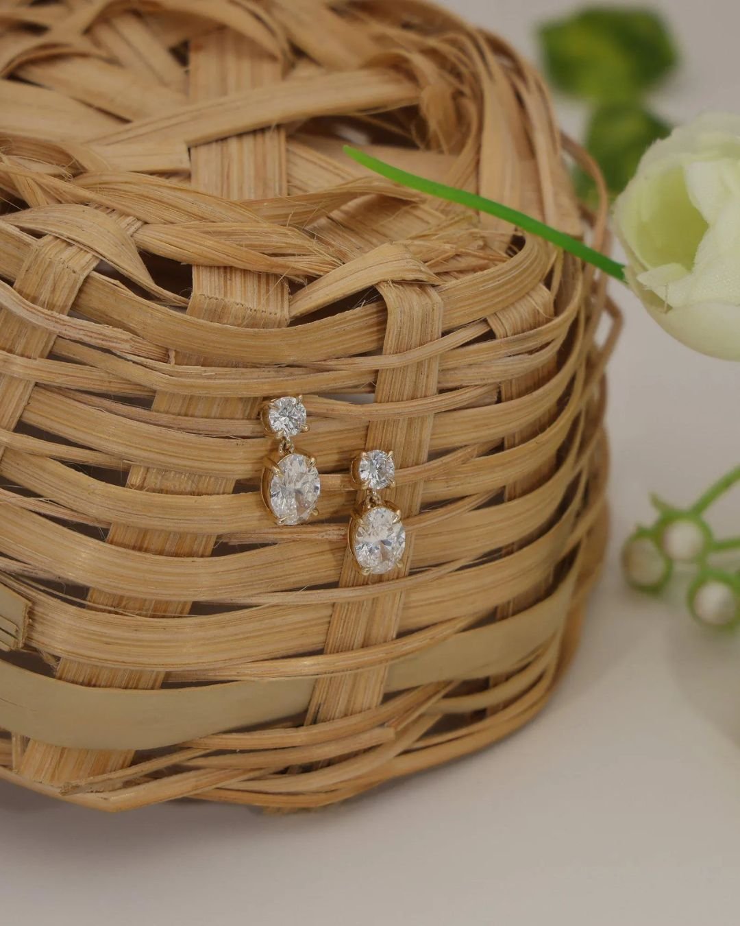 Oval Round Dangle Stud Earrings