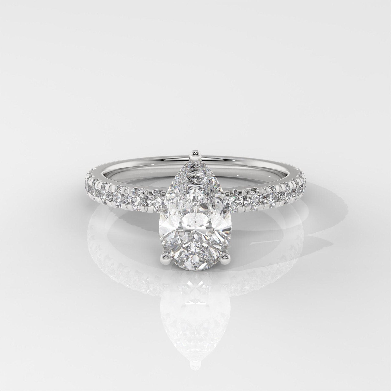 Pear Cut Hidden Halo Engagement Ring