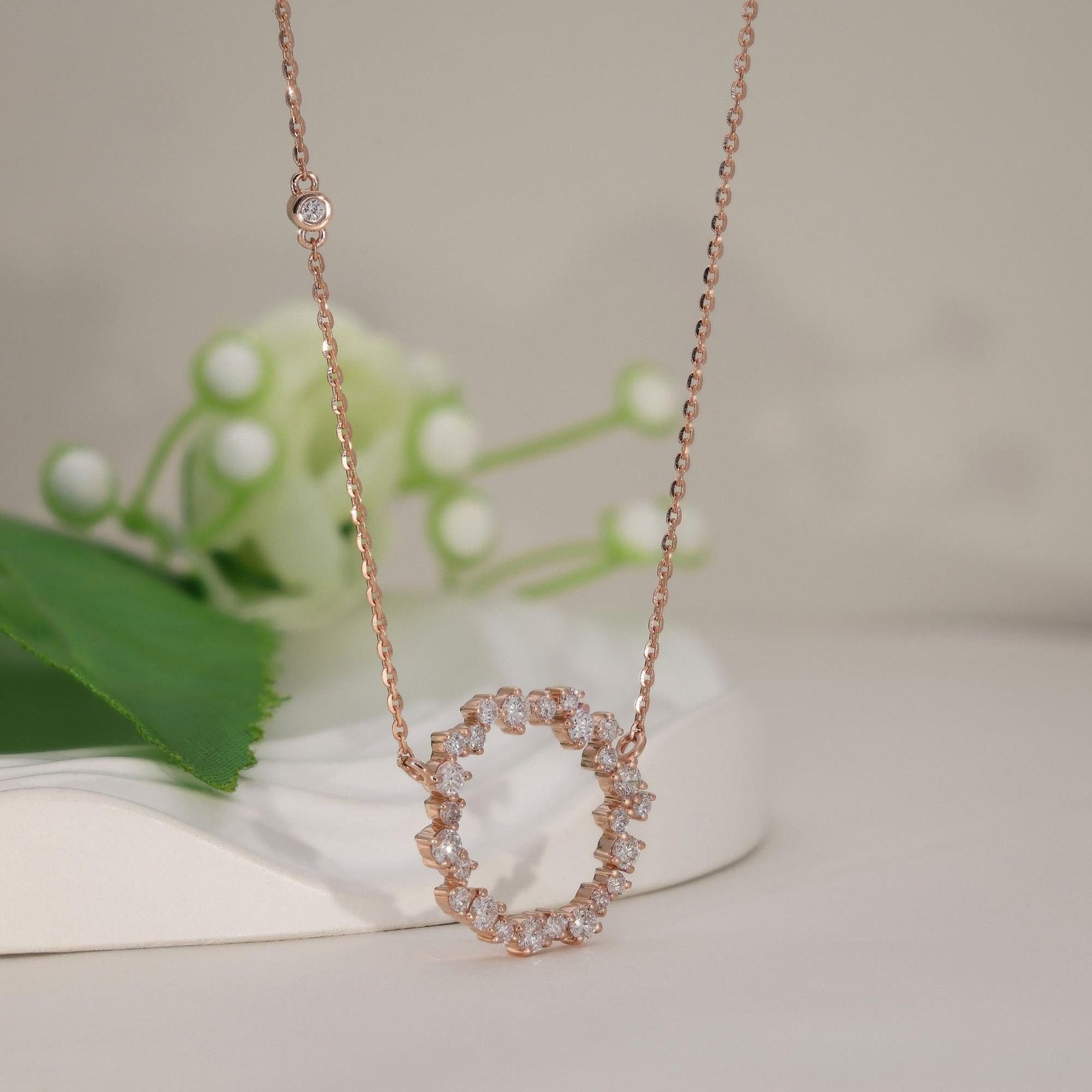 Round Cluster Diamond Necklace