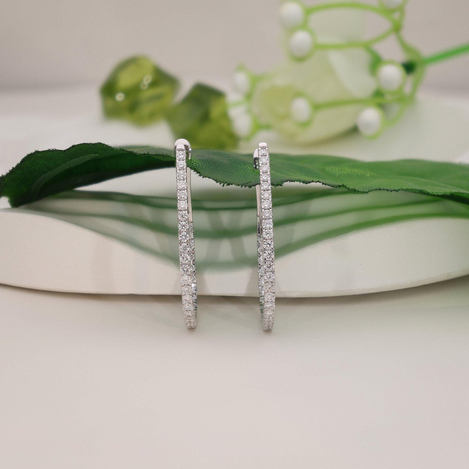 Round Brilliant Cut Diamond Hoop Earrings