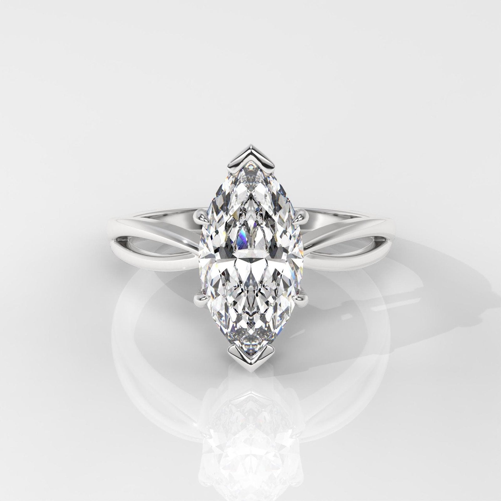 Marquise Cut Solitaire Engagement Ring with Split Shank