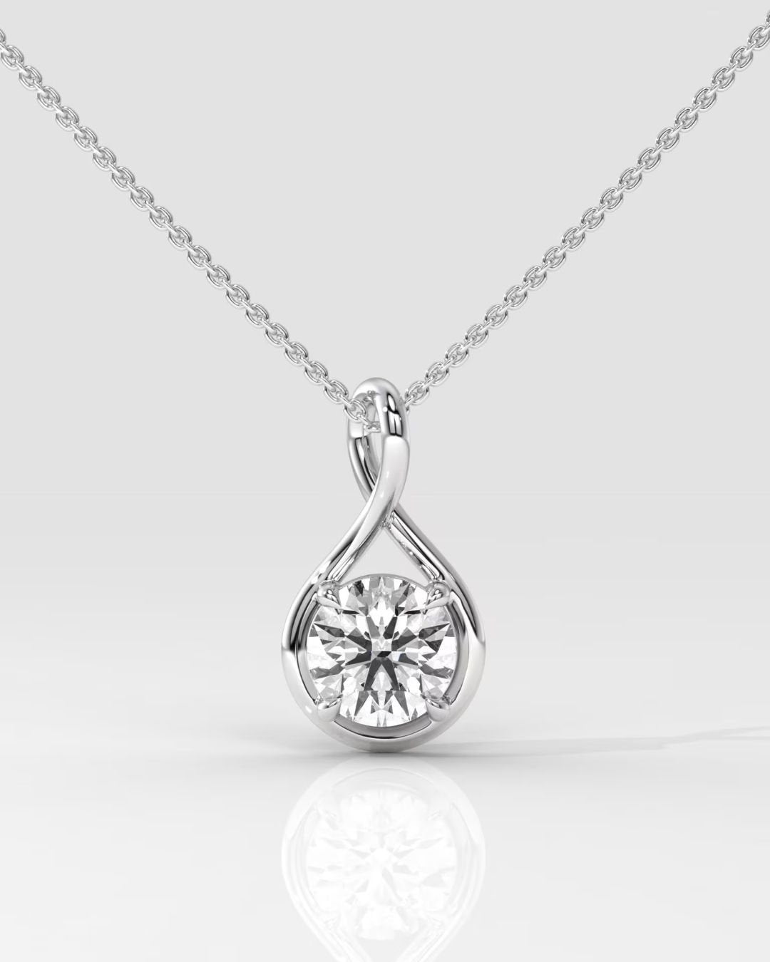 Twisted Round Lab Grown Diamond Solitaire Pendant