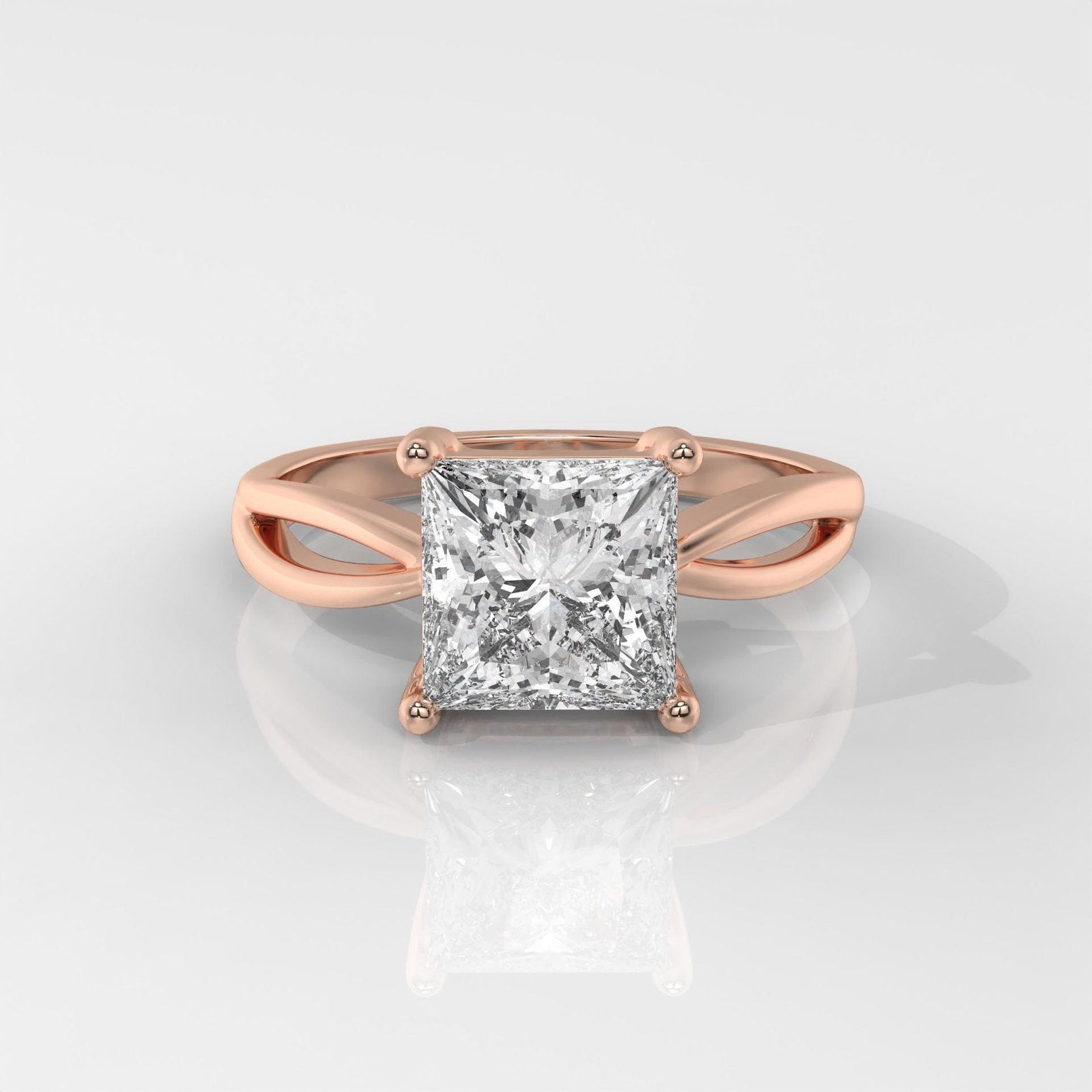 Princess Cut Engagement Ring with Infinity Band