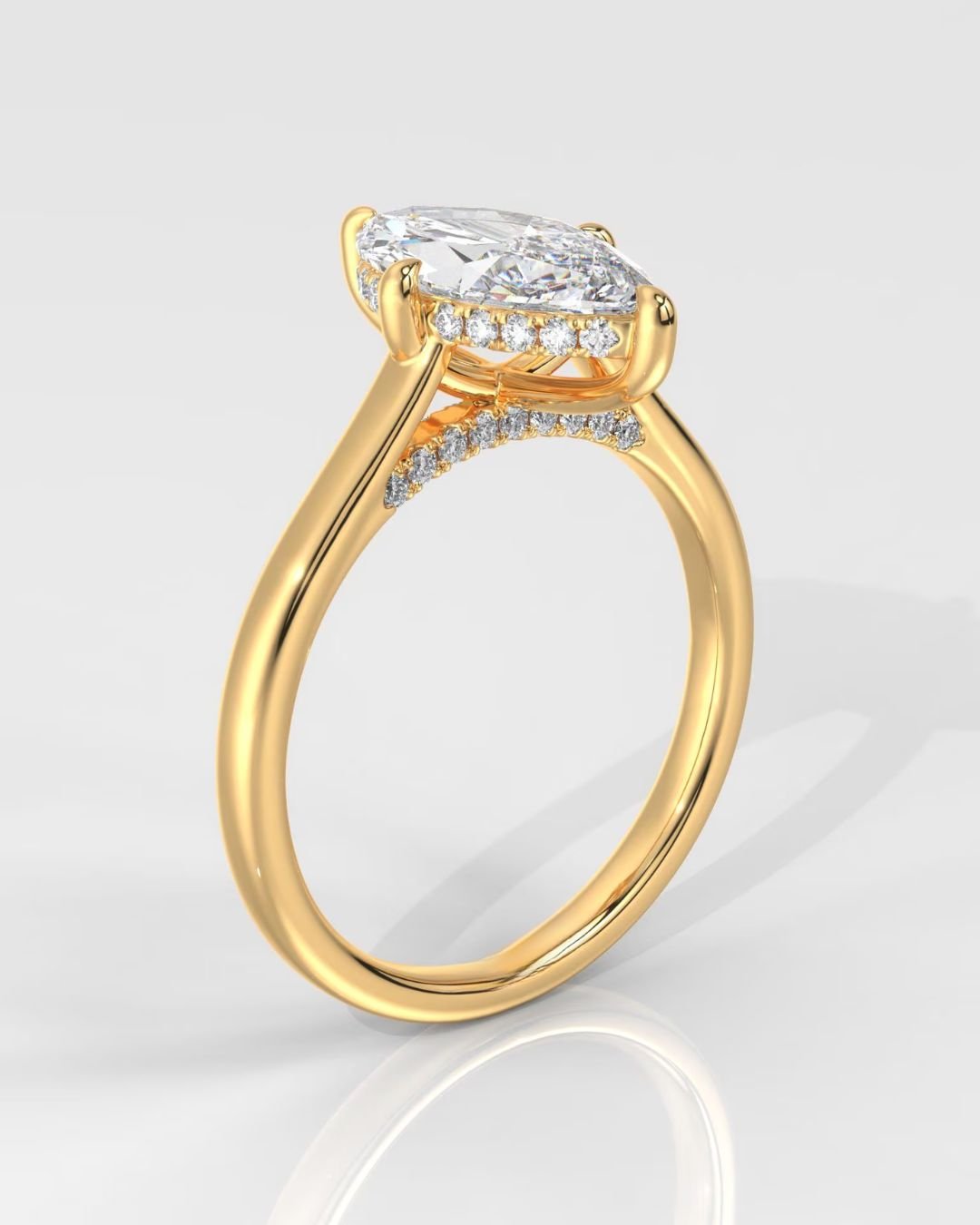 Marquise Cut Engagement Ring With Hidden Halo