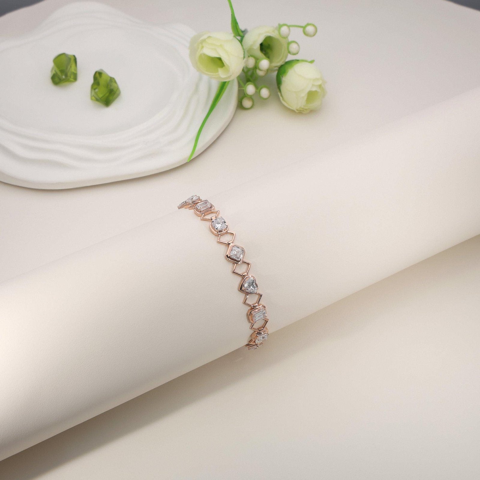 Multi Shape Lab Grown Diamond Zig Zag Bracelet