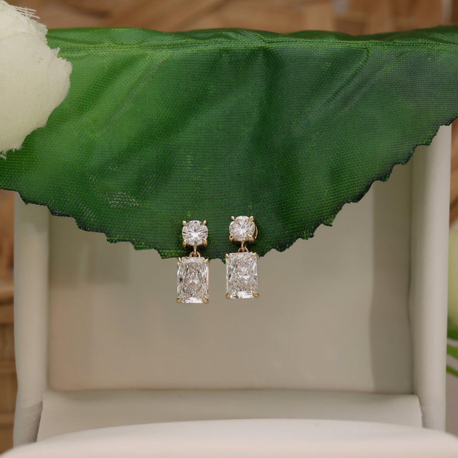 Radiant Round Lab Grown Diamond Dangle Earrings