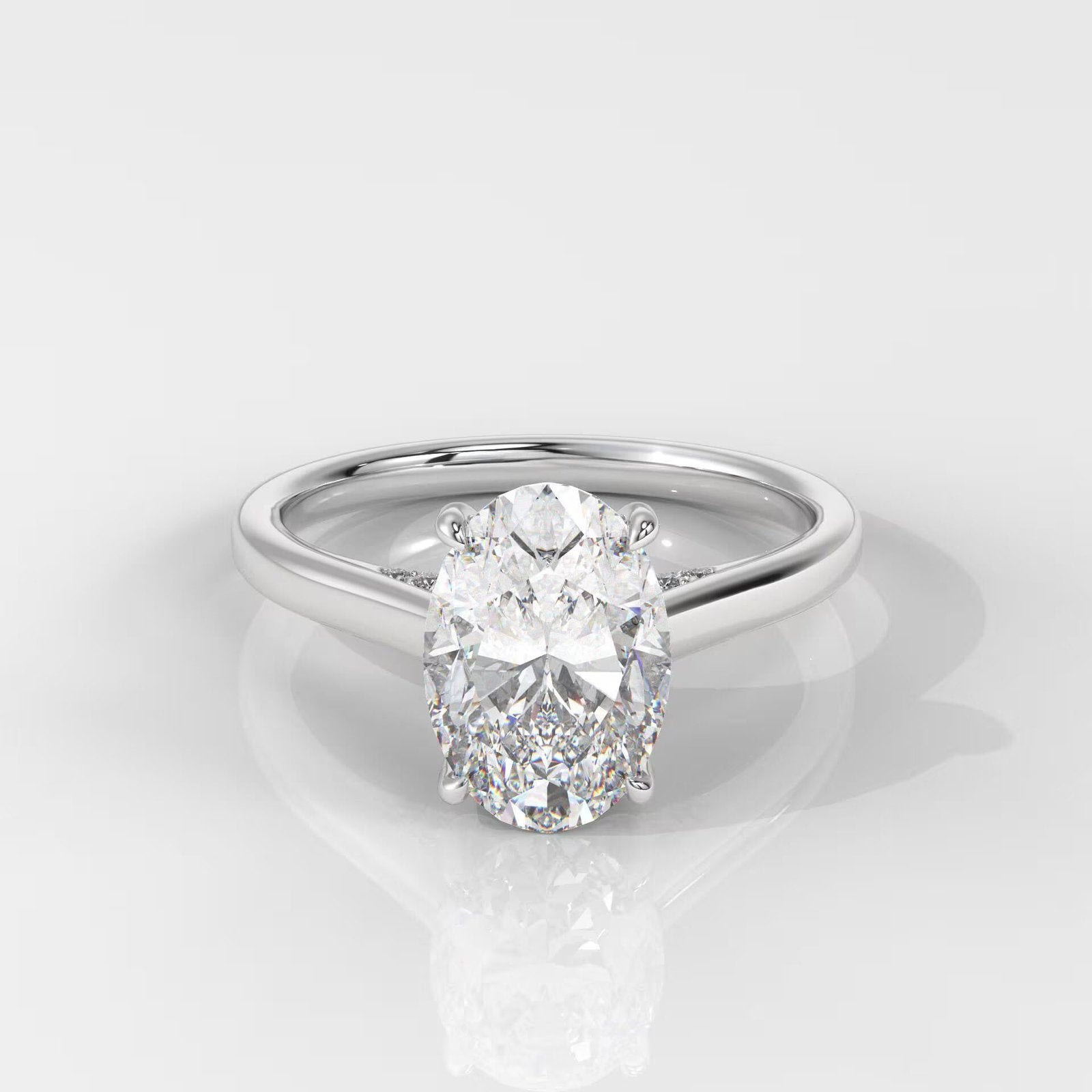 Oval Cut Hidden Halo Engagement Ring