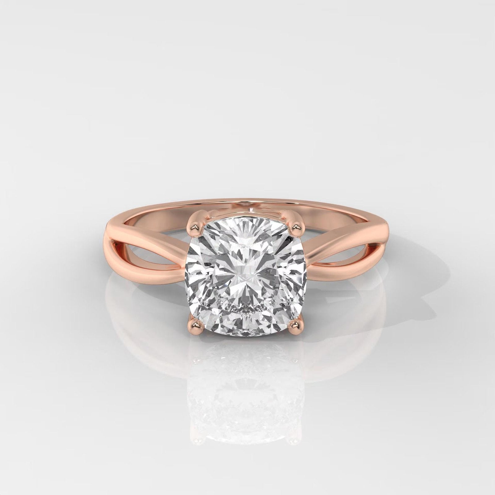 Square Cushion Cut Engagement Ring with Split Shank