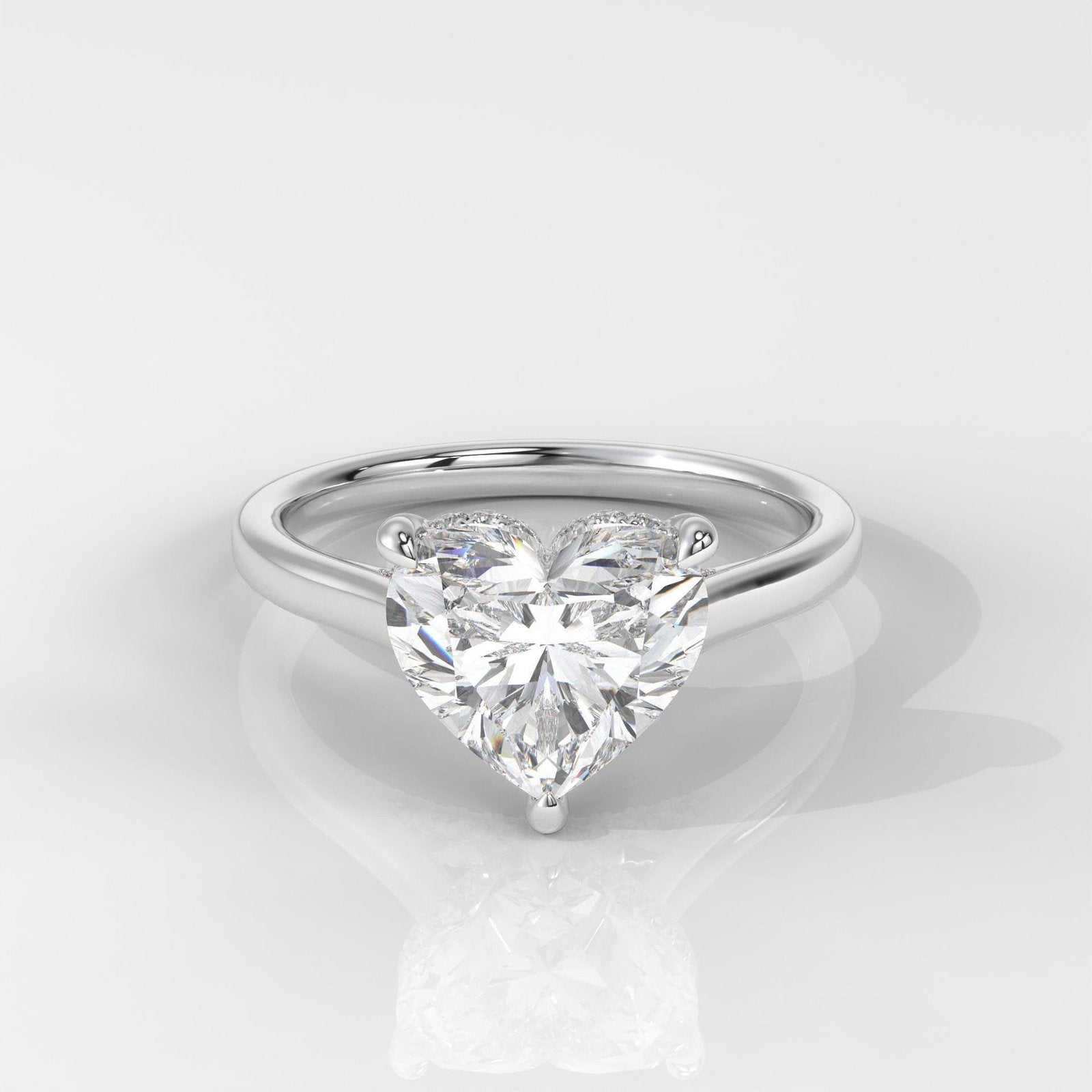 Heart Cut Hidden Halo Enagement Ring