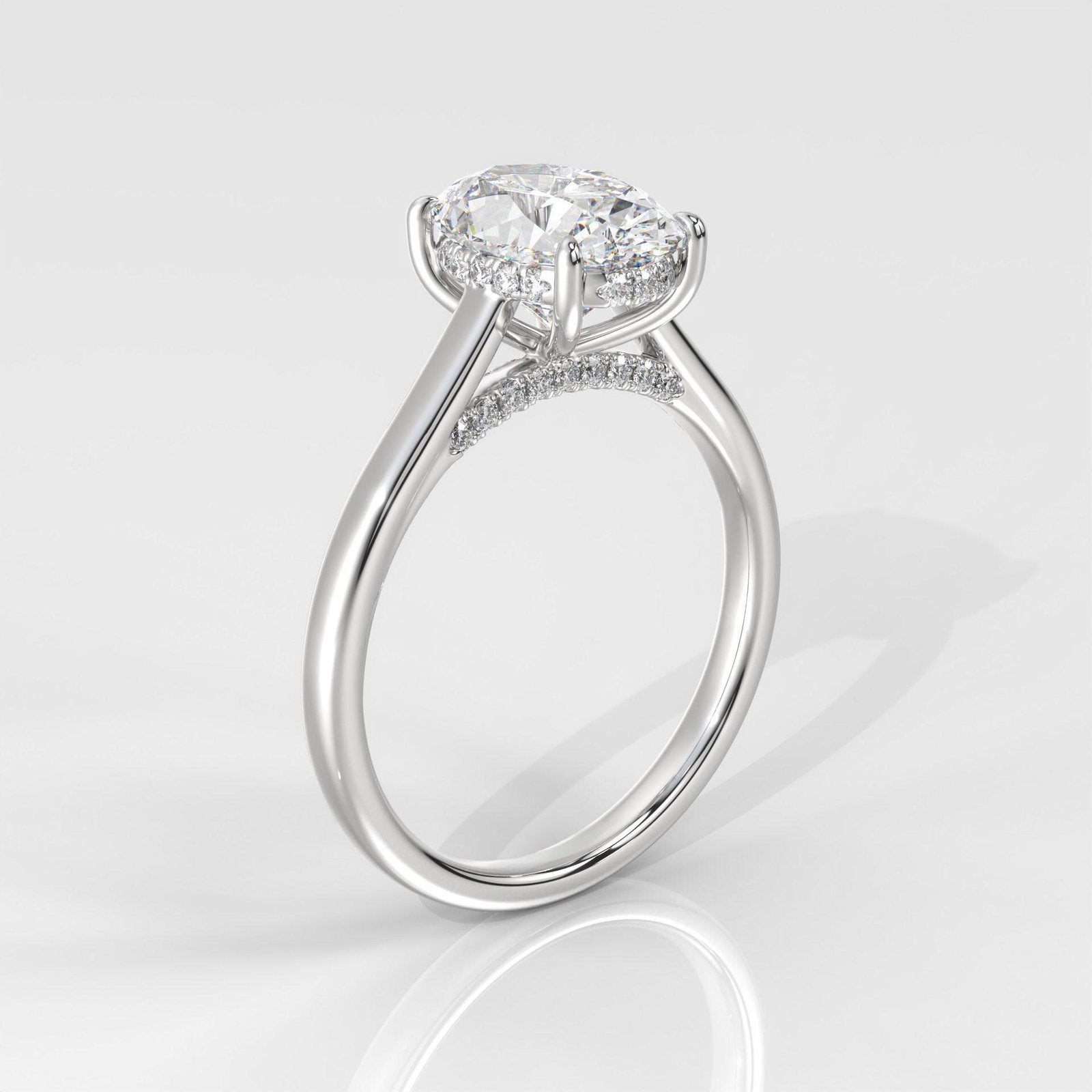 Oval Cut Hidden Halo Engagement Ring