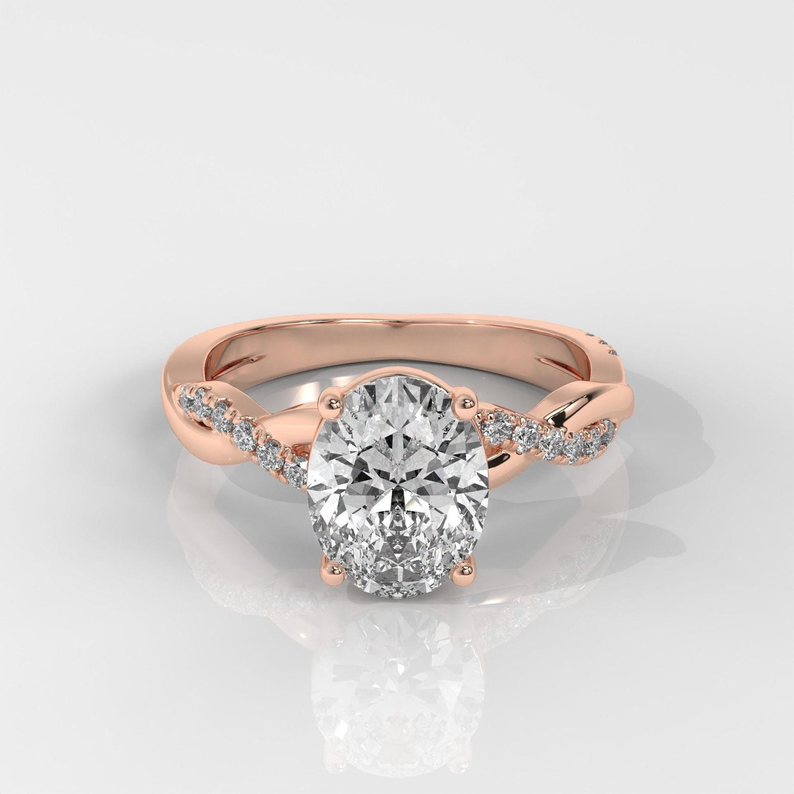 Oval Brilliant Cut Engagement Ring with Twisted Band