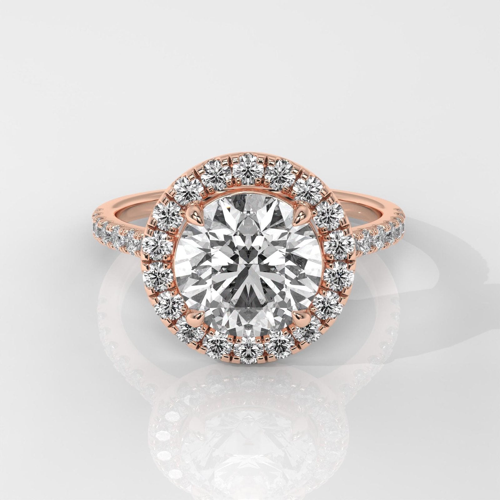 Round Halo IGI Certified Engagement Ring