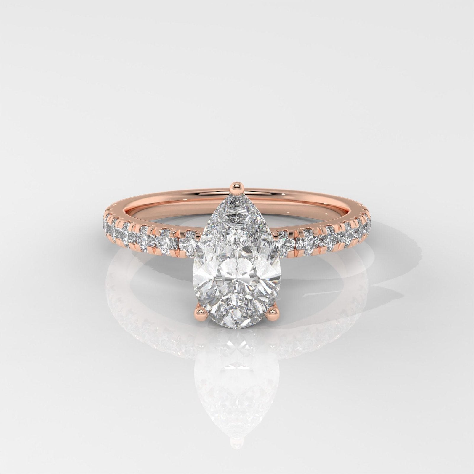 Pear Cut Hidden Halo Engagement Ring
