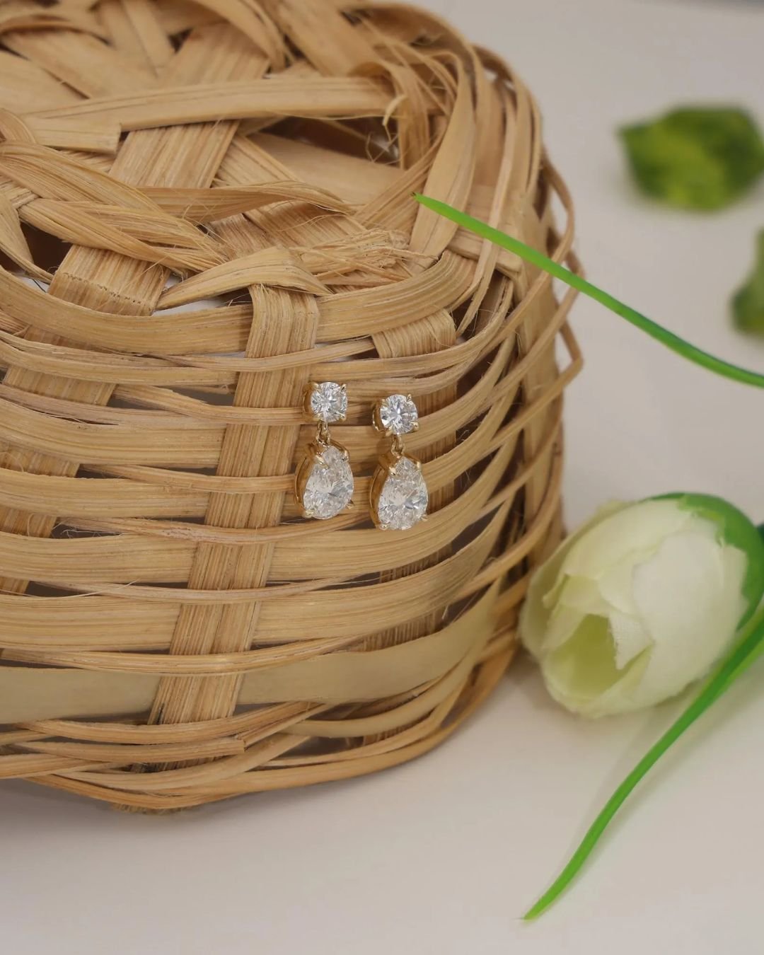 Pear Cut Dnagle Stud Earrings