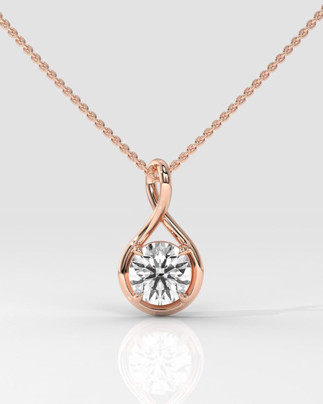 Twisted Round Lab Grown Diamond Solitaire Pendant
