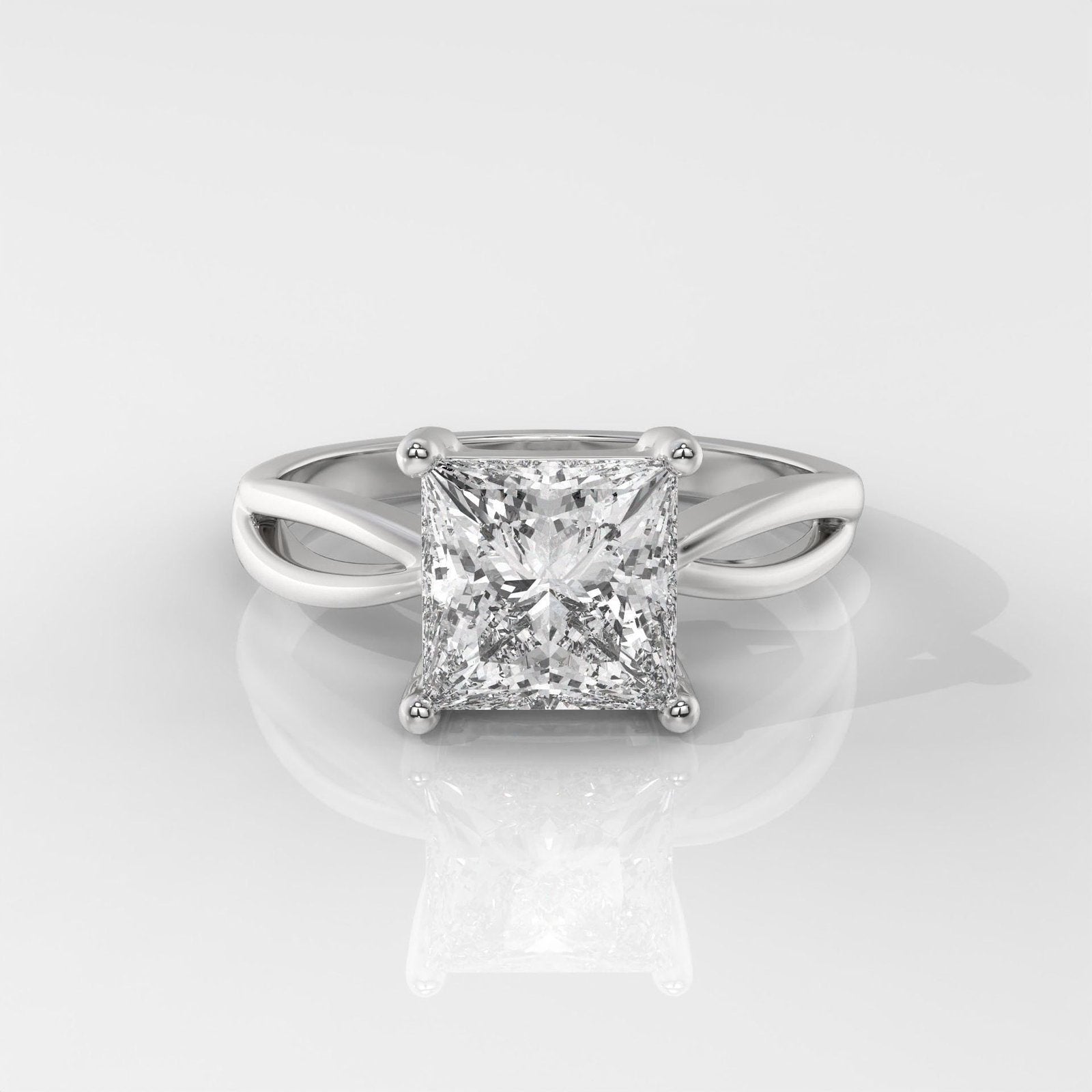 Princess Cut Engagement Ring with Infinity Band