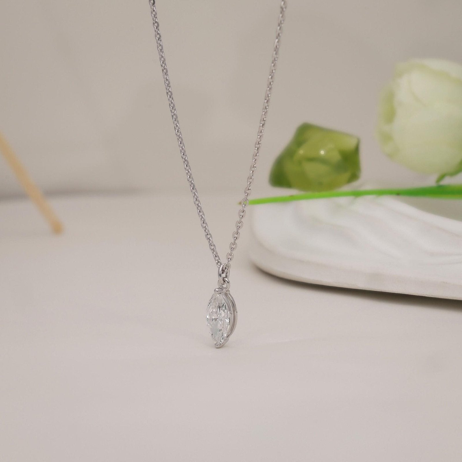 Marquise Solitaire Pendant Necklace