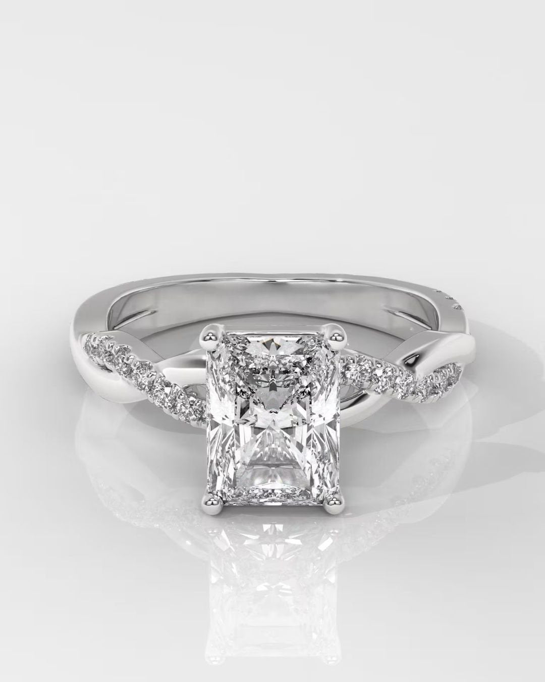 Radiant Cut Diamond Ring With Twisted Band