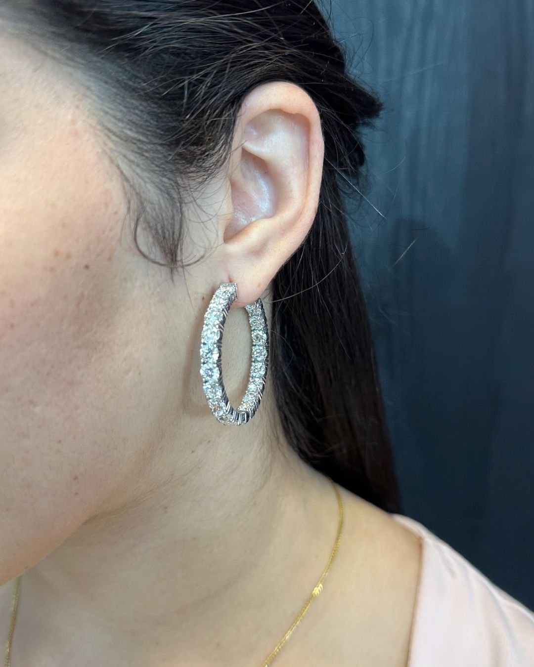 Round Brilliant Diamond Hoop Earrings