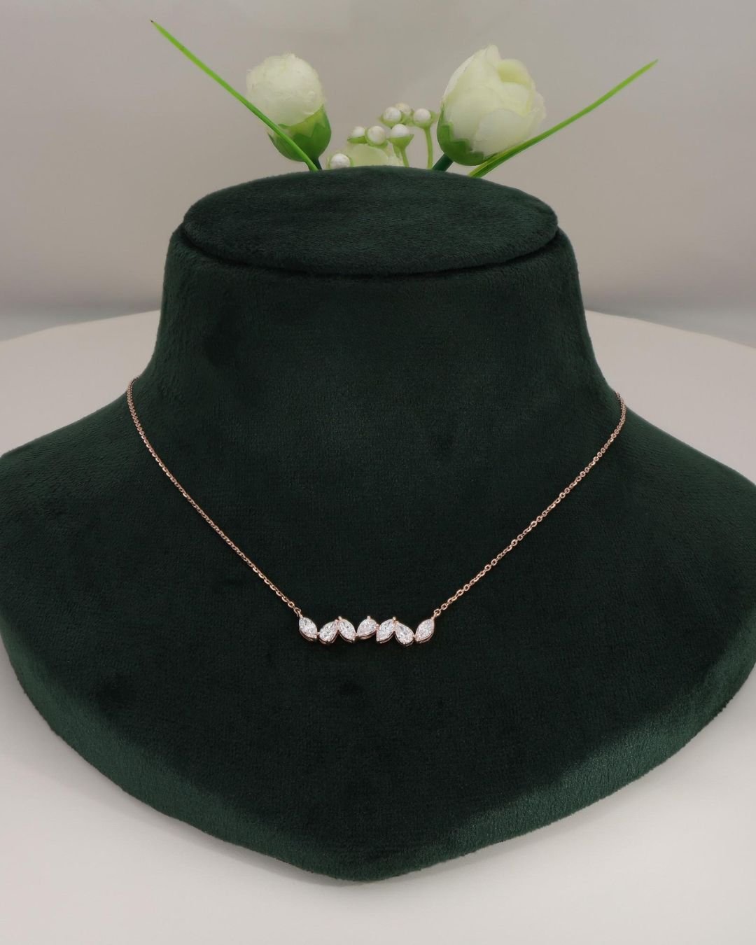 Pear Marquise Lab Grown Diamond Cluster Necklace