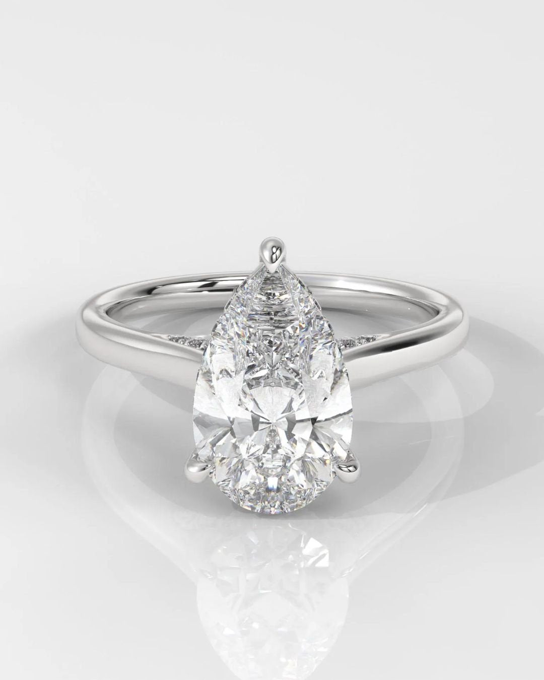 Pear Hidden Halo Engagement Ring