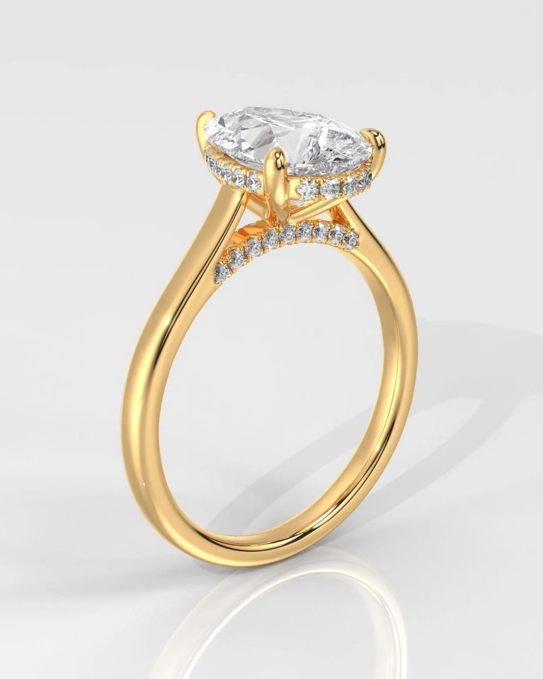 Pear Hidden Halo Engagement Ring