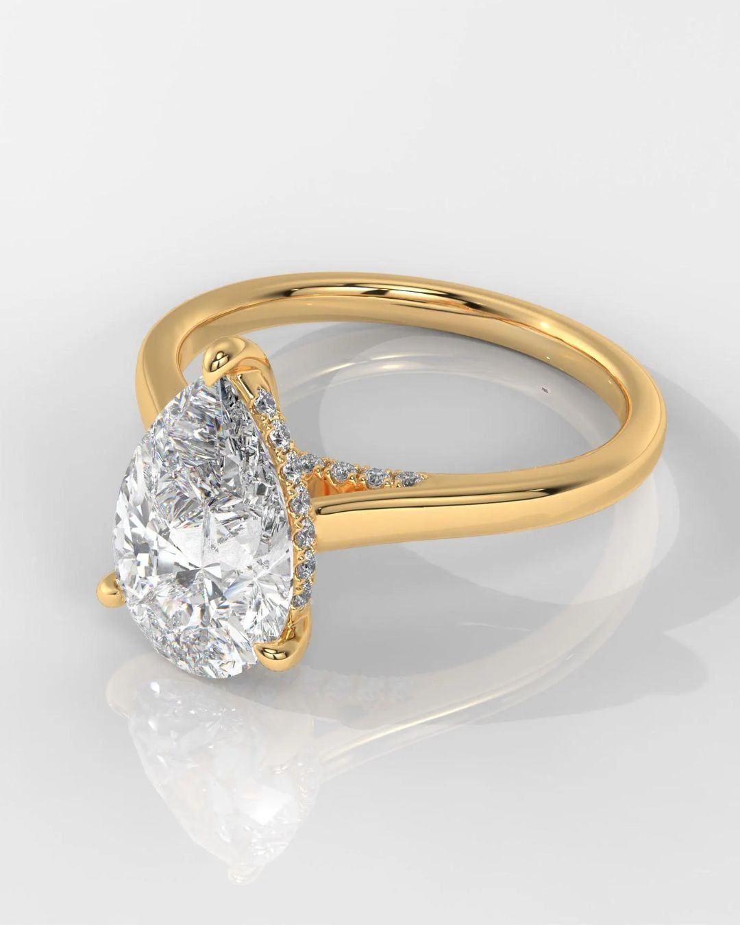 Pear Hidden Halo Engagement Ring