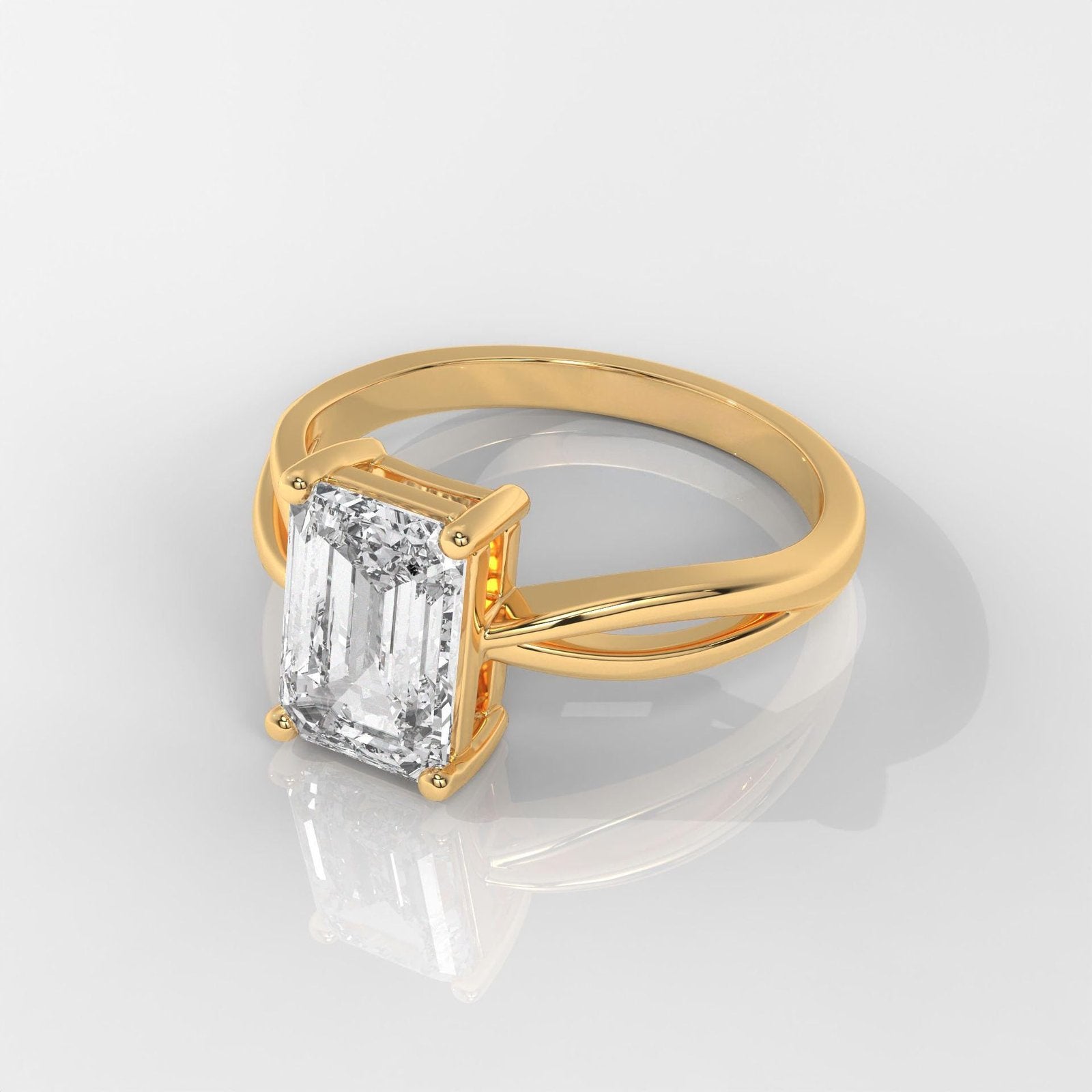 Emerald Cut Engagement Ring with Split Shank